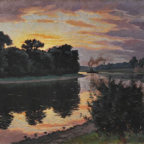 Null Martin Bammes, L'Elbe près de Pillnitz dans la lumière du soir. 1921.
Marti&hellip;