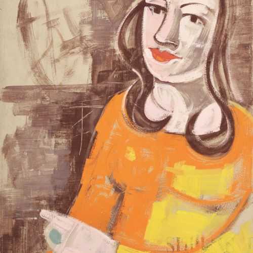 Null Hermann Glöckner "Busto femminile con maglione arancione". Intorno al 1950.&hellip;