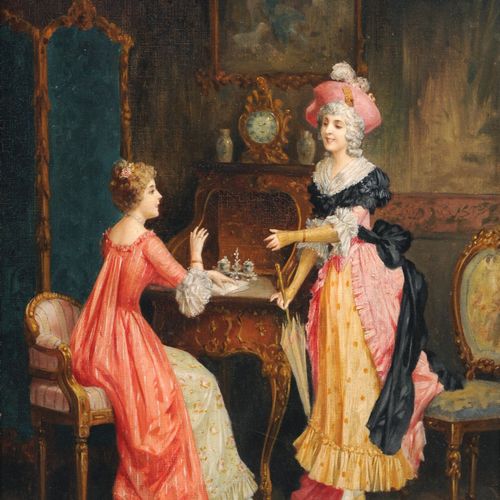 Null Constant Freiherr Byon, Two Rococo Ladies in a Salon. Probably late 19th ce&hellip;