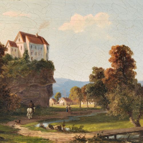 Null H.施密特，萨克森州的洛门城堡。1861年左右。
H . Schmidt 19世纪。

布面油画。签名 "HSchmidt"，并在右上角注明日期，担架&hellip;