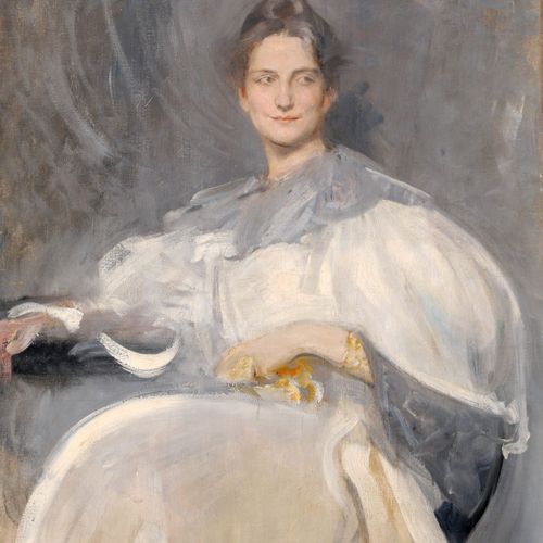 Null Reinhold Lepsius, Ritratto di una signora in abito bianco. Intorno al 1900.&hellip;