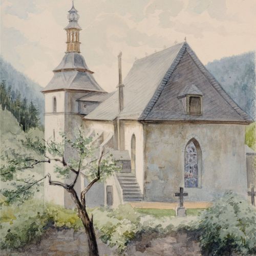 Null Ernst Erwin Oehme (zugeschr.), Kirche in Bad Gottleuba / Kirchmauer. 2. H. &hellip;