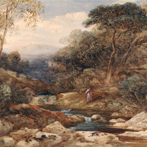 Null William James Callcott, Acqua rocciosa in un paesaggio montano scozzese bos&hellip;