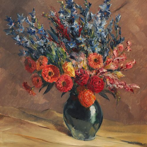 Null Franz Marx, Nature morte avec zinnias et delphinium. Probablement les année&hellip;