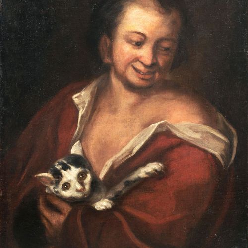 Null Spanischer (?) Maler, Mann mit Katze. Spätes 17. Jh./18. Jh.
Öl auf Leinwan&hellip;