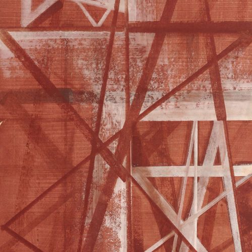 Null Hermann Glöckner "Tres campos con construcción de rayos en rojo-marrón y bl&hellip;