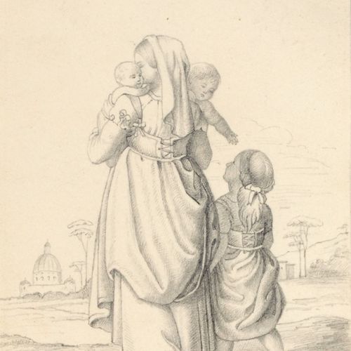 Null Friedrich von Olivier (attrib.), Donna romana con i suoi bambini / Madre co&hellip;