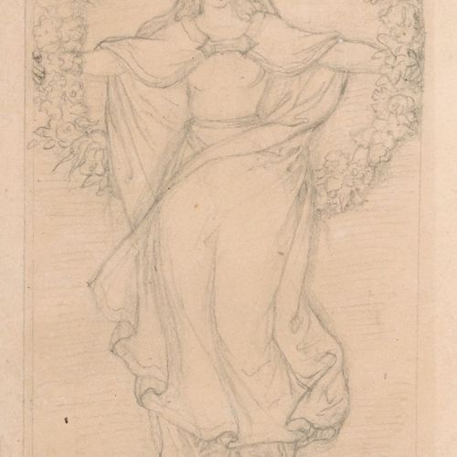 Null Adrian Ludwig Richter (attribué), Figure mythologique avec couronne de fleu&hellip;