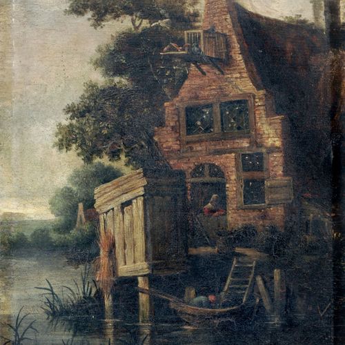 Null Cornelis Gerritszoon Decker (copia después), Paisaje fluvial con una granja&hellip;