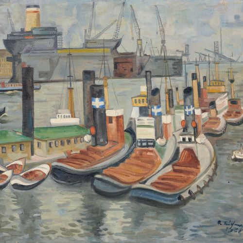 Null Alfred Teichmann "El puerto de Hamburgo con los astilleros Blohm+Voss". 196&hellip;