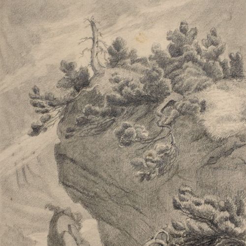Null 路德维希-弗里德里希，英雄的山地景观。1850年。
Ludwig Friedrich1827年德累斯顿-1916年同上。

铅笔画。
正面有一个淡黄色&hellip;