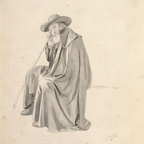 Null Carl Gottlieb Peschel, Roman Countryman with Hat, Cloak, and Walking Stick.&hellip;