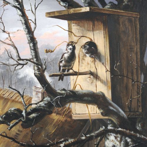 Null Siegwald Dahl (Repetición de A. Hopffe), Sparrows at the Nesting Box. Final&hellip;