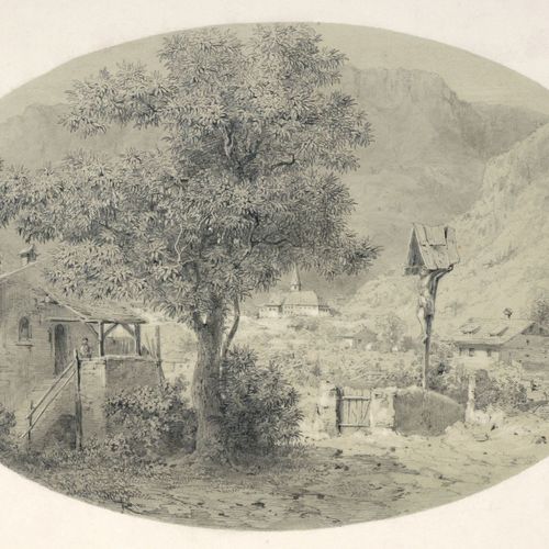 Null Friedrich August Reinhardt, Paesaggio dell'Italia superiore con cascina. Fi&hellip;