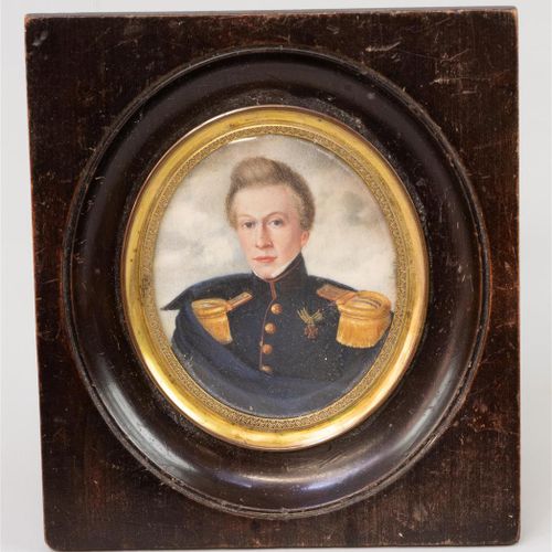 Bastiaan de Poorter (1813-1880) 巴斯蒂安-德-波特(1813-1880)

一个军官的微型肖像，象牙上的油彩，背面有签名和日期1&hellip;