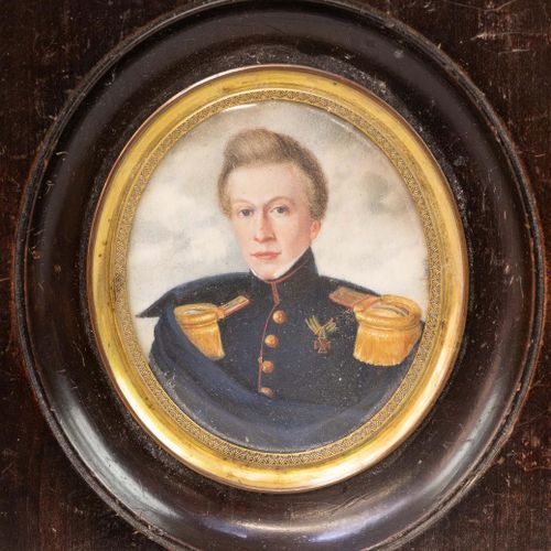 Bastiaan de Poorter (1813-1880) 巴斯蒂安-德-波特(1813-1880)

一个军官的微型肖像，象牙上的油彩，背面有签名和日期1&hellip;