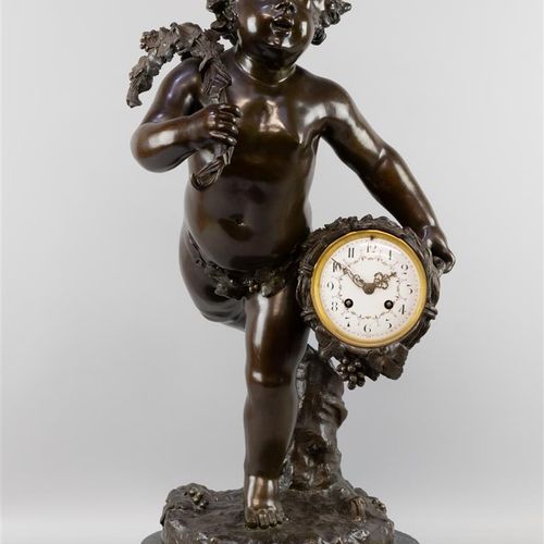 Null Un orologio scultura capitale, Francia, 1880 circa, bronzo, sormontato da u&hellip;