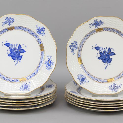 Null Ensemble de 12 assiettes à gâteau ou à petit déjeuner, Herend, porcelaine, &hellip;