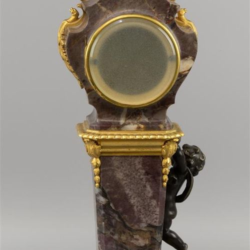 Null A pillar-shaped table clock, France ca. 1880, grey marble with ormoulu orna&hellip;