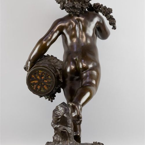 Null A capital sculpture clock, France, c. 1880, bronze, surmounted by a putto w&hellip;