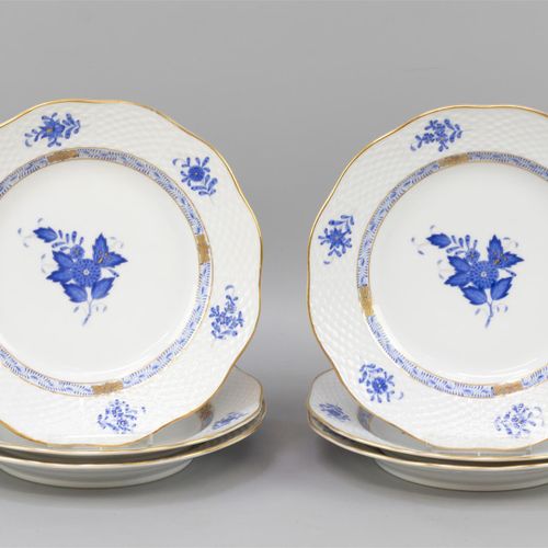 Null A set of 6 hors d'oeuvre plates, Herend, porcelain, decor Apponyi blue (A).&hellip;