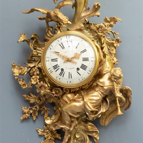 Null Pièce d'horlogerie cartel de style Louis XV dans une boîte en bronze doré, &hellip;