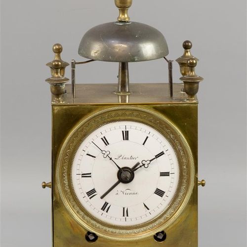 Null A capucine travel clock with alarm, Plantier à Vienne, France 19th century,&hellip;