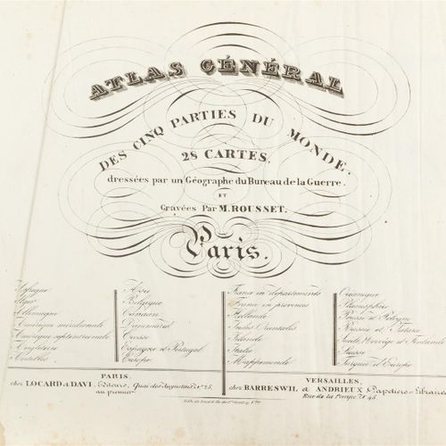 Null M.Rousset - "Atlas General Des Cinq Parties Du Monde" 1833 "28 cartes [...]&hellip;