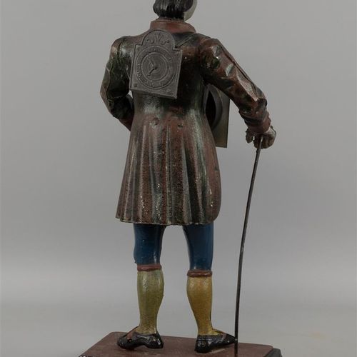 Null An 18th-century model clock man, polychrome painted cast iron - key, weight&hellip;