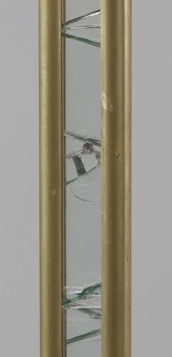 Een design tafellamp, A. Braga, Unica, jaren '90 金属和玻璃在黑色石头底座上，1个灯，开关带调光器 - 玻璃有裂&hellip;