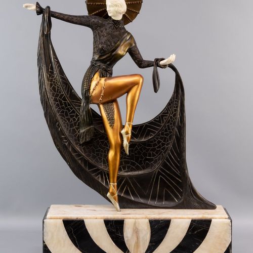 Sombrero danseres, naar Claude Mirval Bronze und Elfenbeinkomposit auf Marmorsoc&hellip;