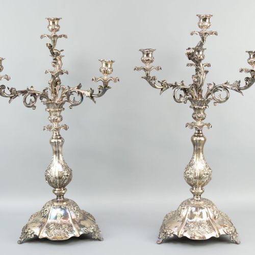 Een paar kandelabers, Philip de Meijer 's-Gravenhage 1842-1853 2nd grade silver,&hellip;