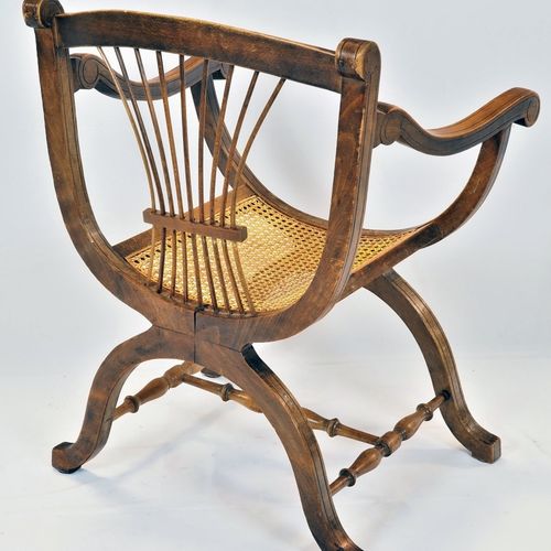 Scissors armchair around 1900 Scherensessel um 1900

aus Nussbaumholz, halbrund &hellip;