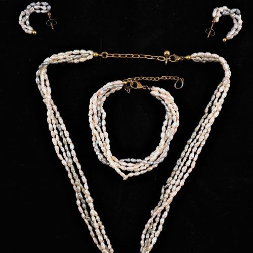 Ladies pearl jewelry set, multi-piece Parure de bijoux en perles pour femmes, mu&hellip;