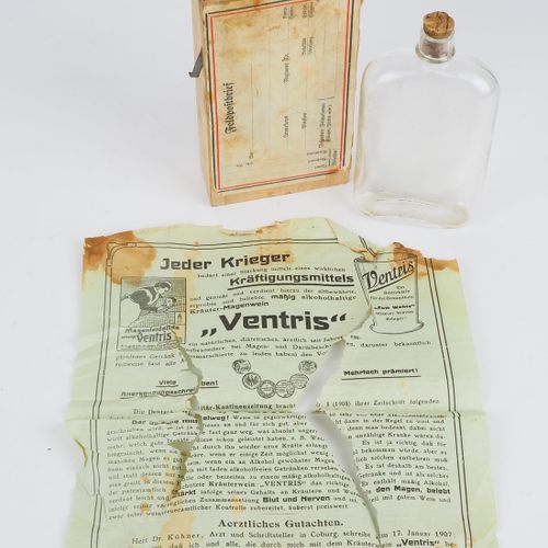 WW1 fieldpost letter parcel with bottle of "Ventris" fortified wine Colis postal&hellip;