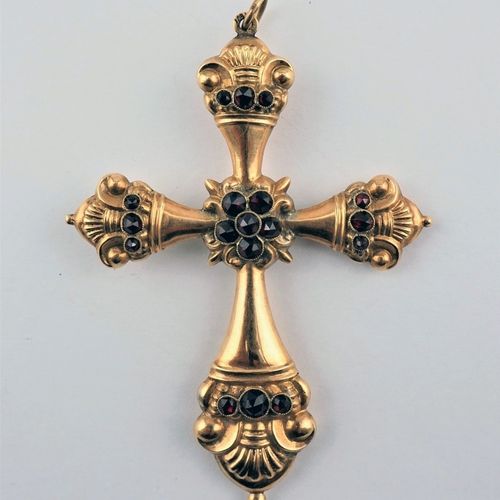 Biedermeier Cross Pendant - Garnet Pendentif croix Biedermeier - Grenat

Or 14kt&hellip;
