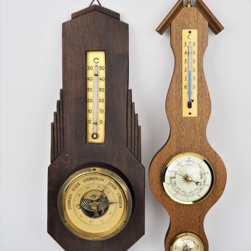 Two weather stations Two weather stations

mounted on wooden panels, thermometer&hellip;