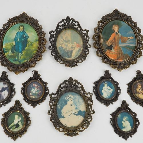Mixed lot of ornamental pictures, miniatures, 10 pieces Lote mixto de cuadros or&hellip;