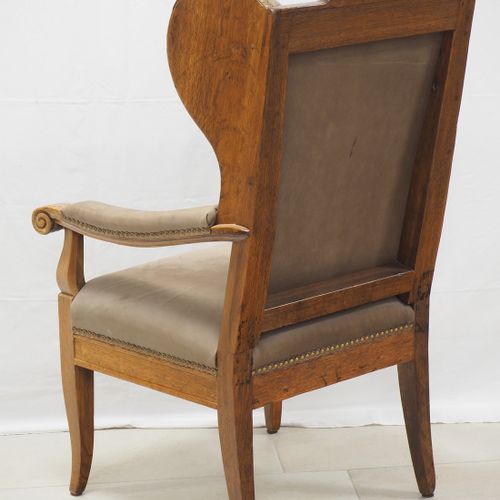 Late Biedermeier wing chair, oak. Sedia ad ala del tardo Biedermeier, in rovere.&hellip;