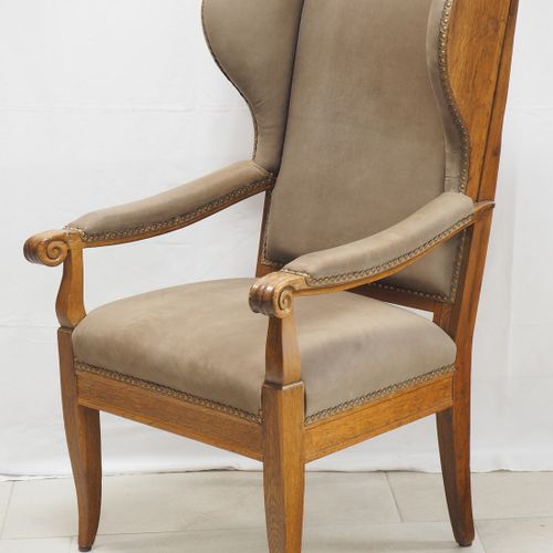 Late Biedermeier wing chair, oak. Sedia ad ala del tardo Biedermeier, in rovere.&hellip;