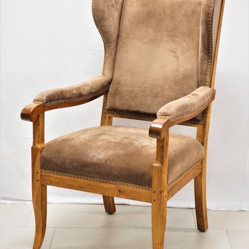 Late Biedermeier wing chair, oak. Late Biedermeier wing chair, oak.

Pointed sab&hellip;