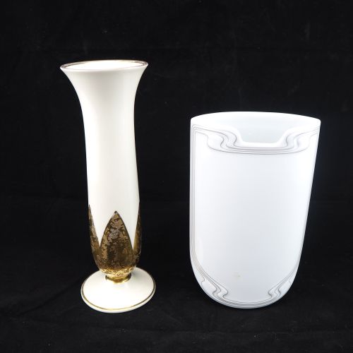 Two Vases Two vases

one high stem vase, ivory coloured, with gold staffage, at &hellip;