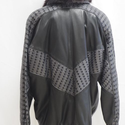 Italian designer jacket, nappa leather with fur, 80s. Giacca di design italiano,&hellip;