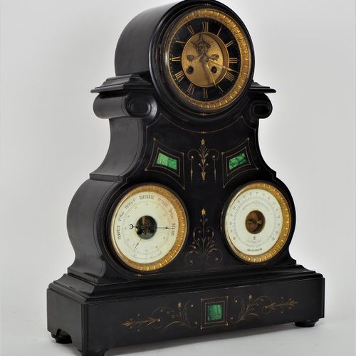 Large mantel clock with weather station, France circa 1870. Grande pendule de ch&hellip;