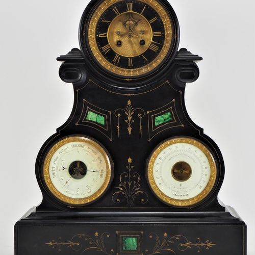 Large mantel clock with weather station, France circa 1870. Gran reloj de sobrem&hellip;