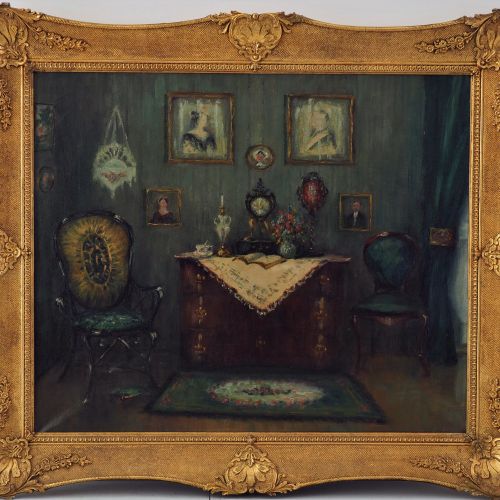 Konvolut Interieur-Gemälde, 2 Stück - sign. "A. Fribuse" Set of interior paintin&hellip;