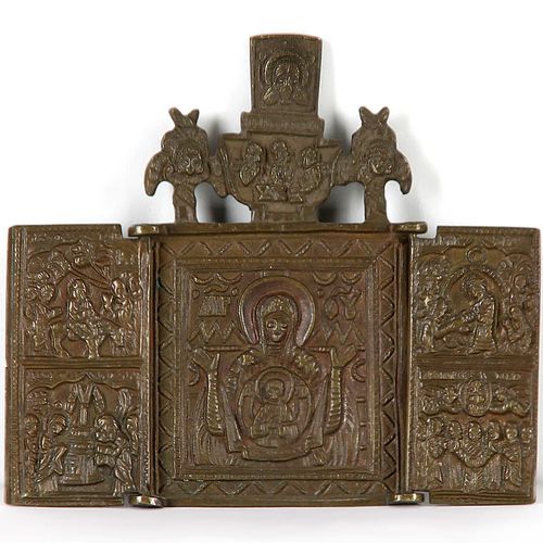 Null Russia

19th century.

Triptych.

Mother of God of the sign and feast days.&hellip;