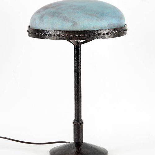 Tischlampe Early 20th century. Lamp base made of dark gray patinated marbled iro&hellip;