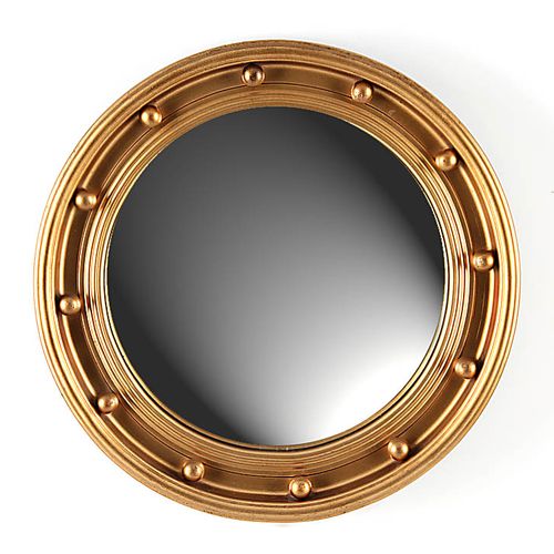 Null Miroir
Angleterre. Cadre rond en stuc bronze doré, miroir bombé convexe. D &hellip;