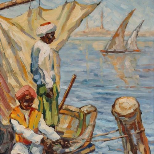 Franz H. Frank Künstler des 20. Franz H. Frank
20世纪的艺术家 - 阿拉伯渔民 - 油/纸板。60,5 x 49&hellip;